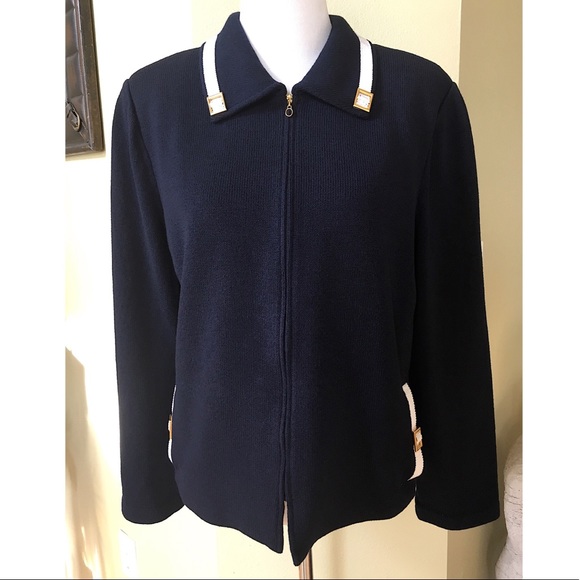 St. John Sweaters - ST. JOHN ZIP FRONT CARDIGAN